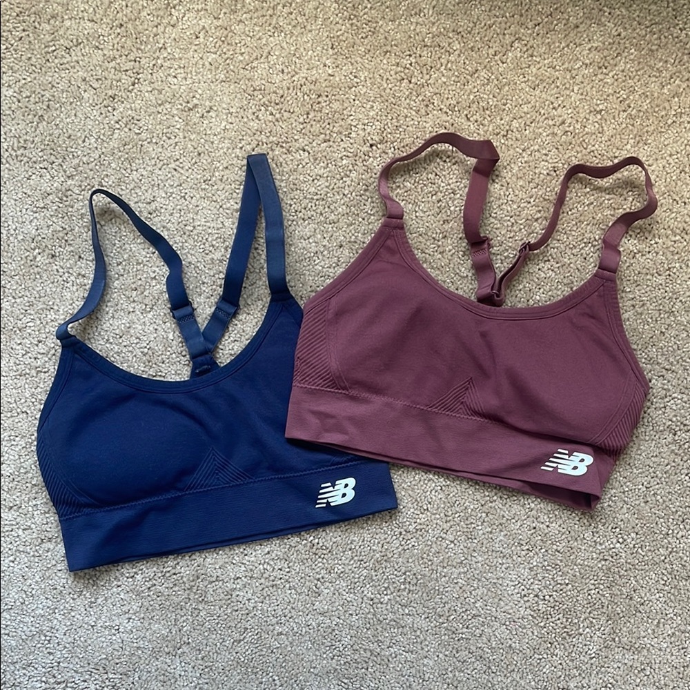New Balance Women's Sports Bra Set - Navy and Mauve
